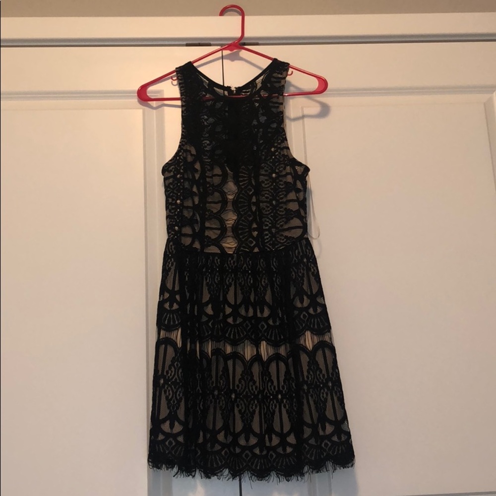Black/Nude Lace Cocktail Dress